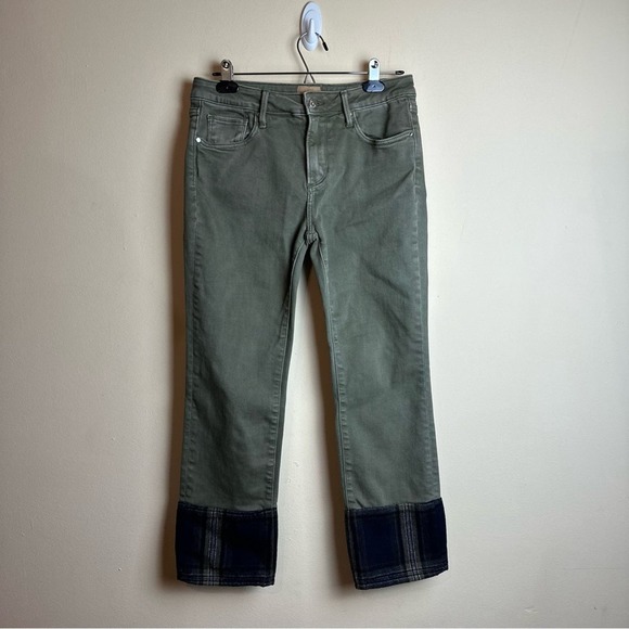 Driftwood Pants Colette Roads End Flannel Cuffs Green Jeans Women’s Size 28 - Picture 15 of 15